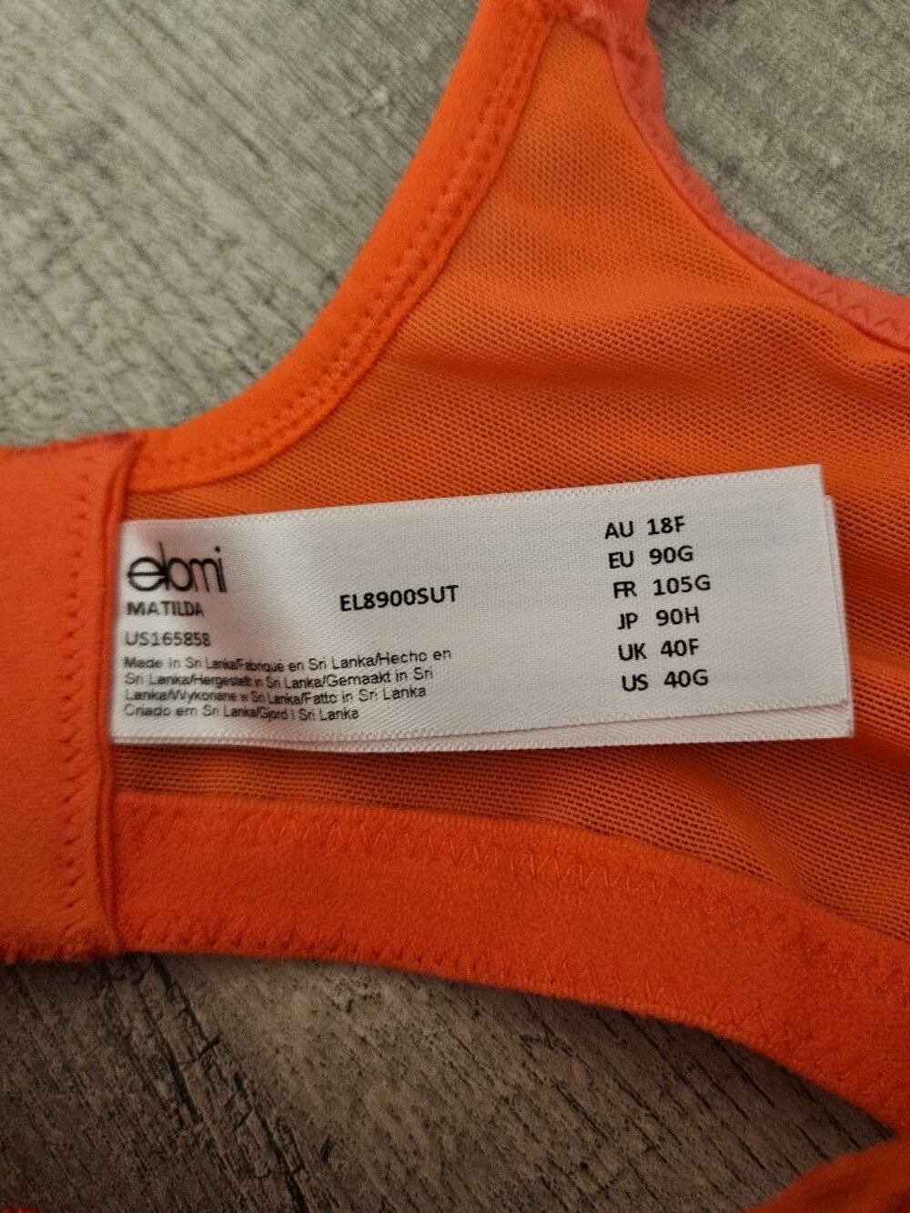 Elomi Bright Coral Red Orange Sheer Floral Lace Underwire Bra US 40G - Picture 13 of 16